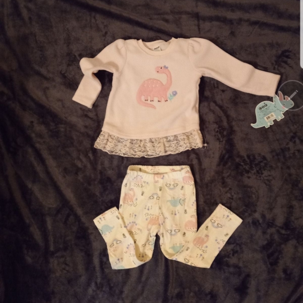 NWT CJP Baby 3T Dinosaur Top And Legging Set